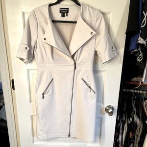 Barbour jacket dress, with zipper/button detailing. Soft washed khaki.